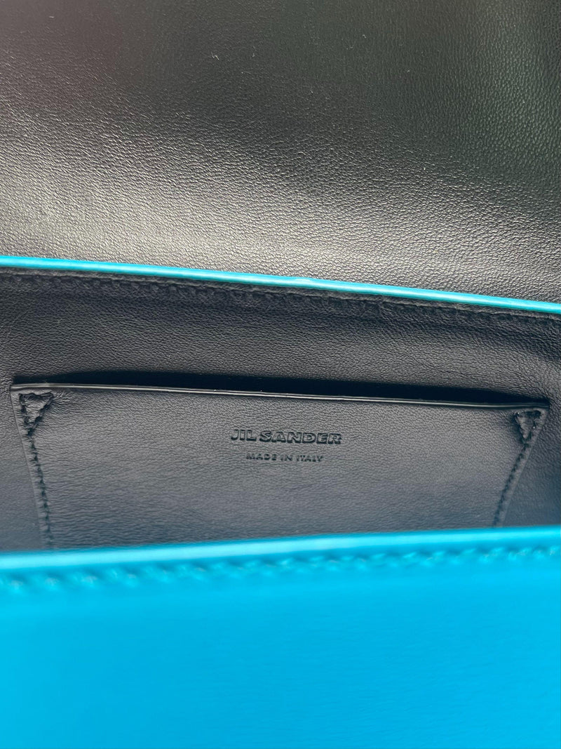 Turquoise Leather Cannolo bag