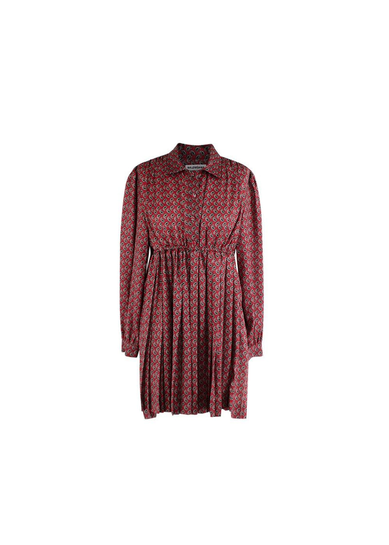 Red & black paisley pears satin babydoll dress