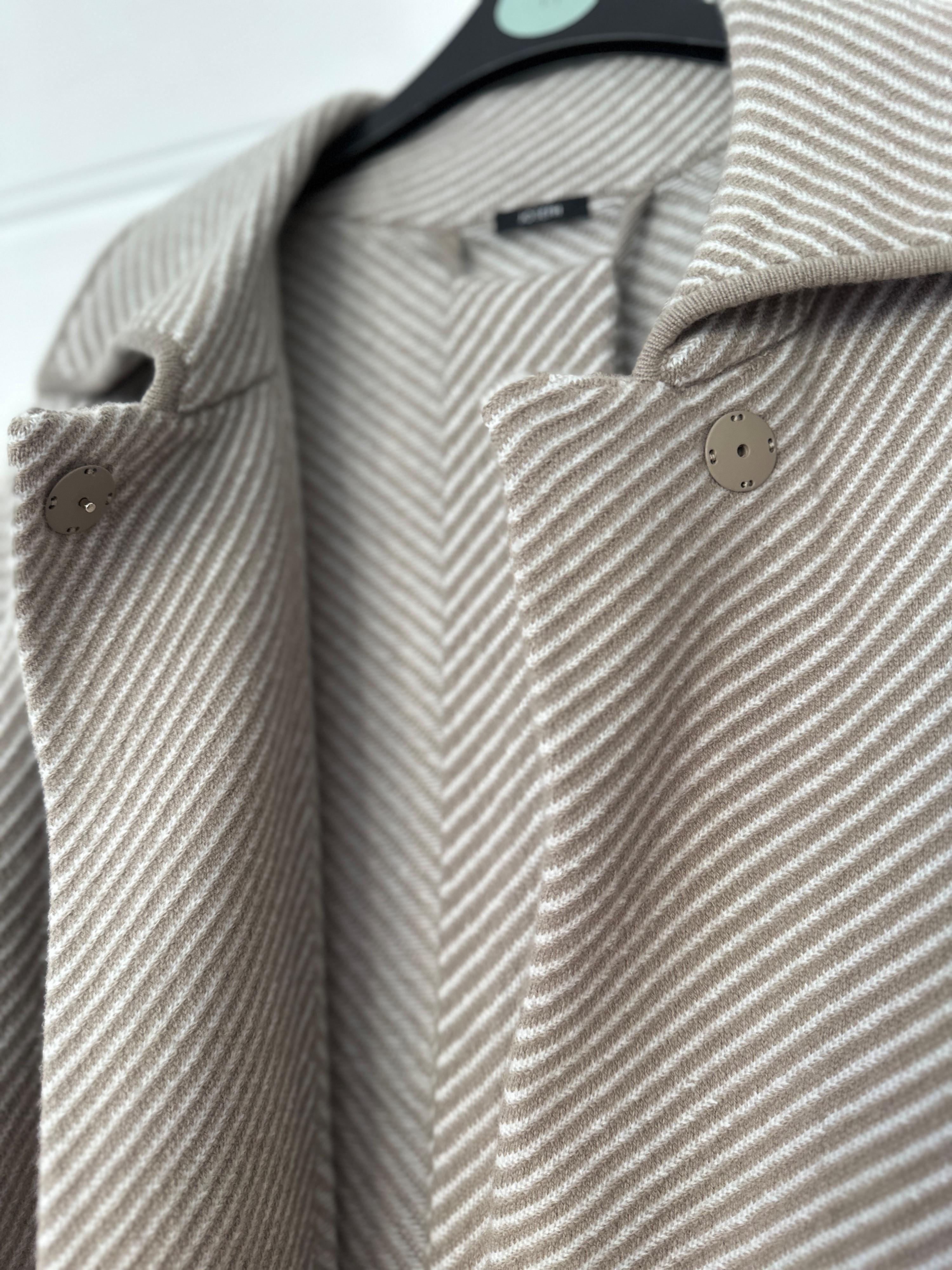 Beige Wool Tie Belt Cardigan