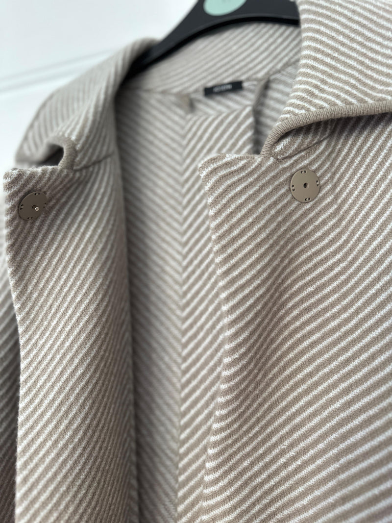 Beige Wool Tie Belt Cardigan
