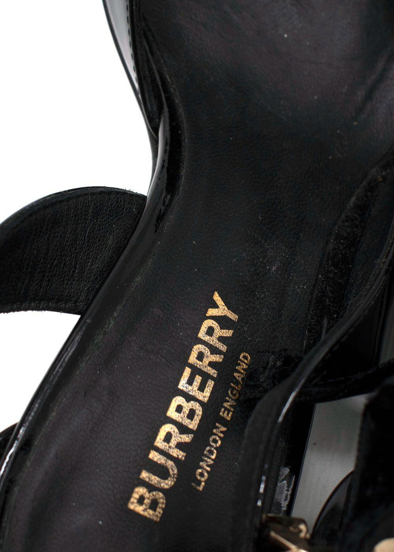 Burberry Black Patent Leather Slingback Pumps