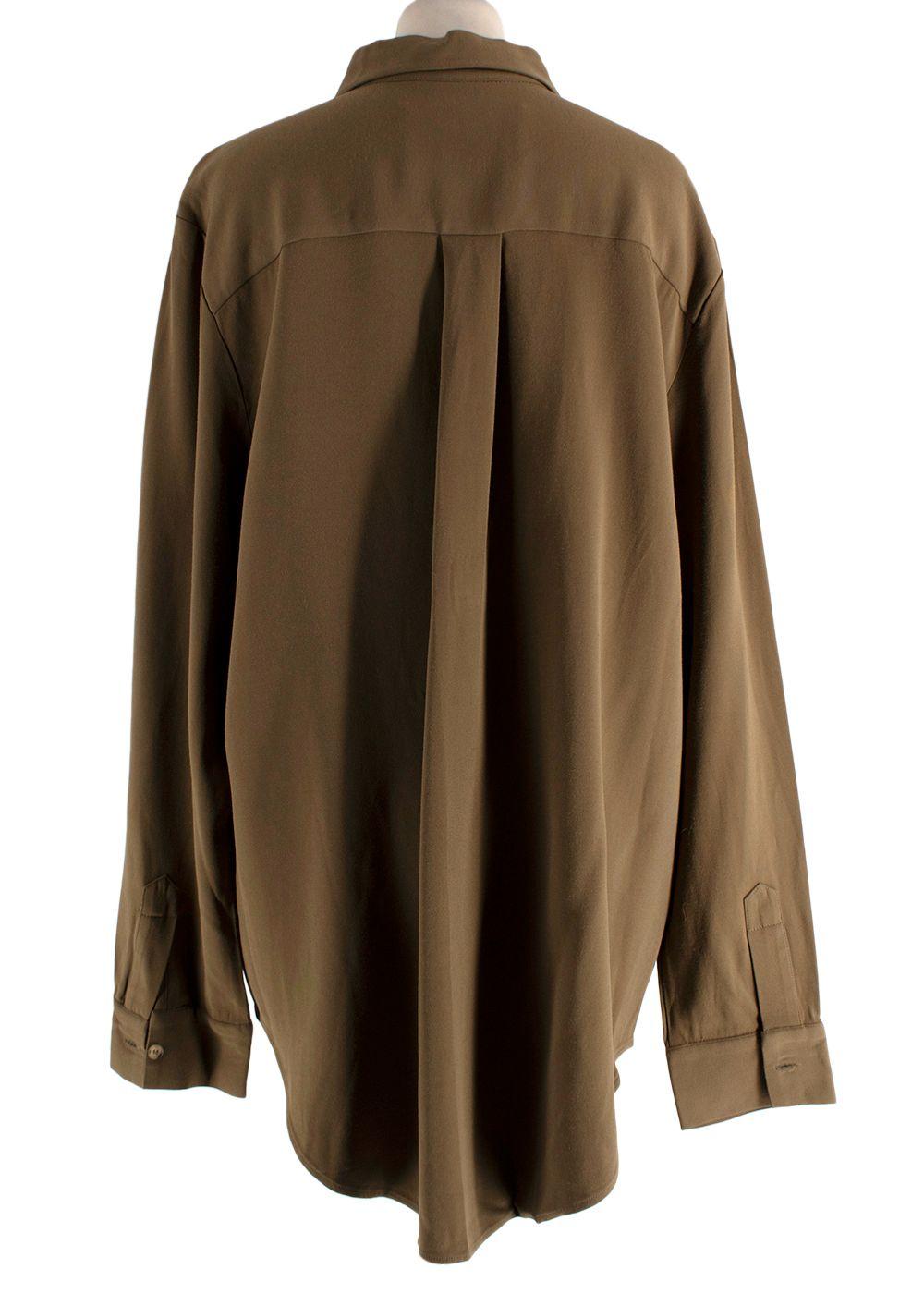 Asceno Green Khaki London Oversized Crepe Shirt