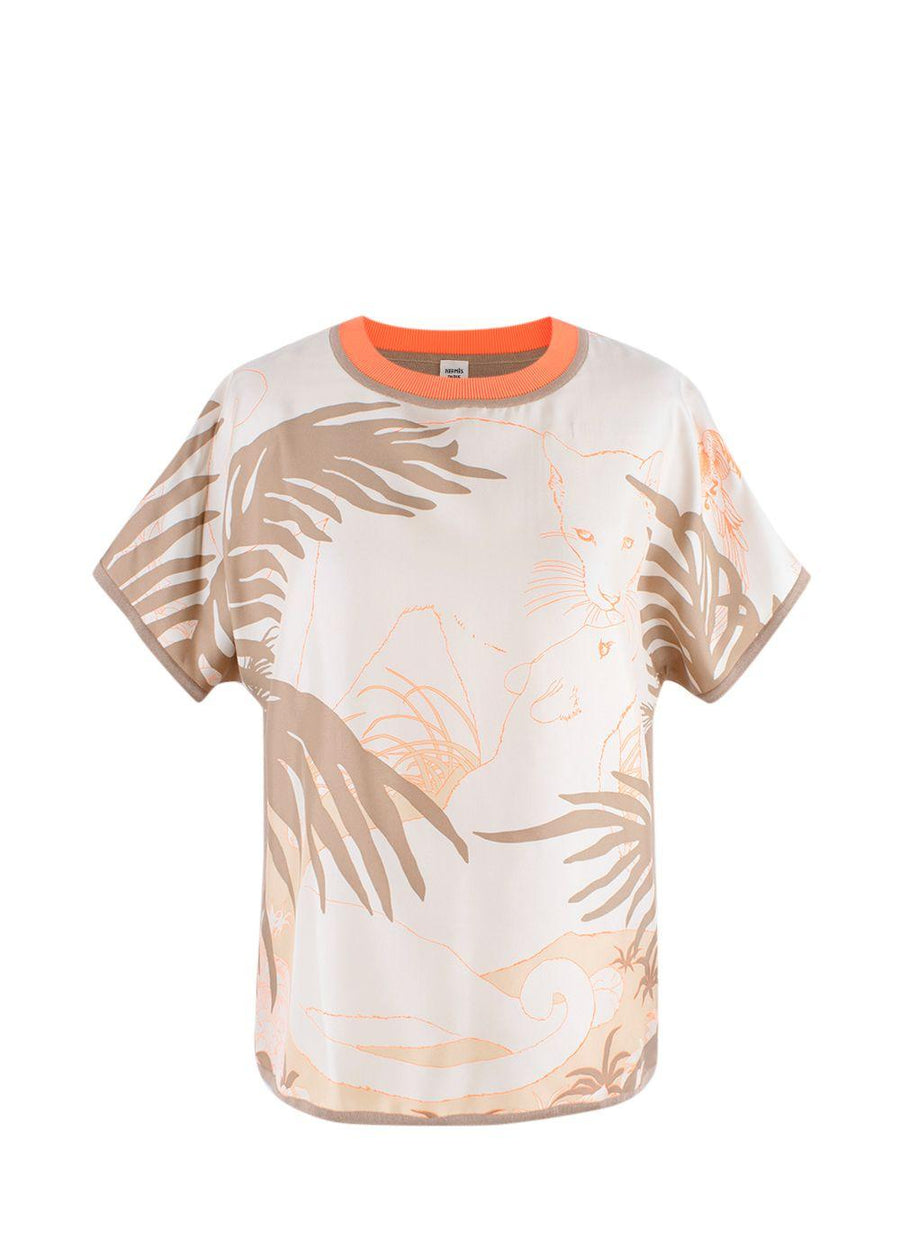 Hermes  'Jungle Love Fluo' Silk Twillaine Printed Sweater