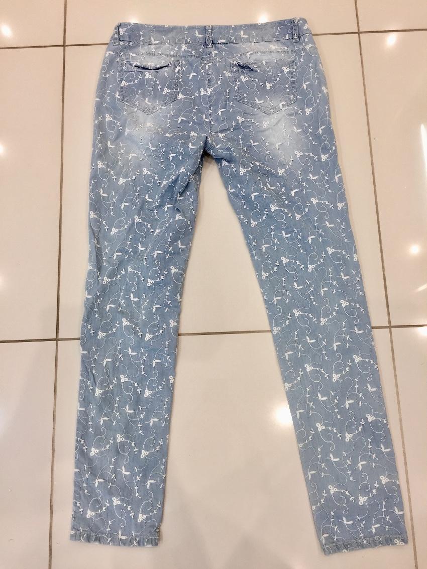 Blumarine Filigree Embroidered Pale Blue Jeans