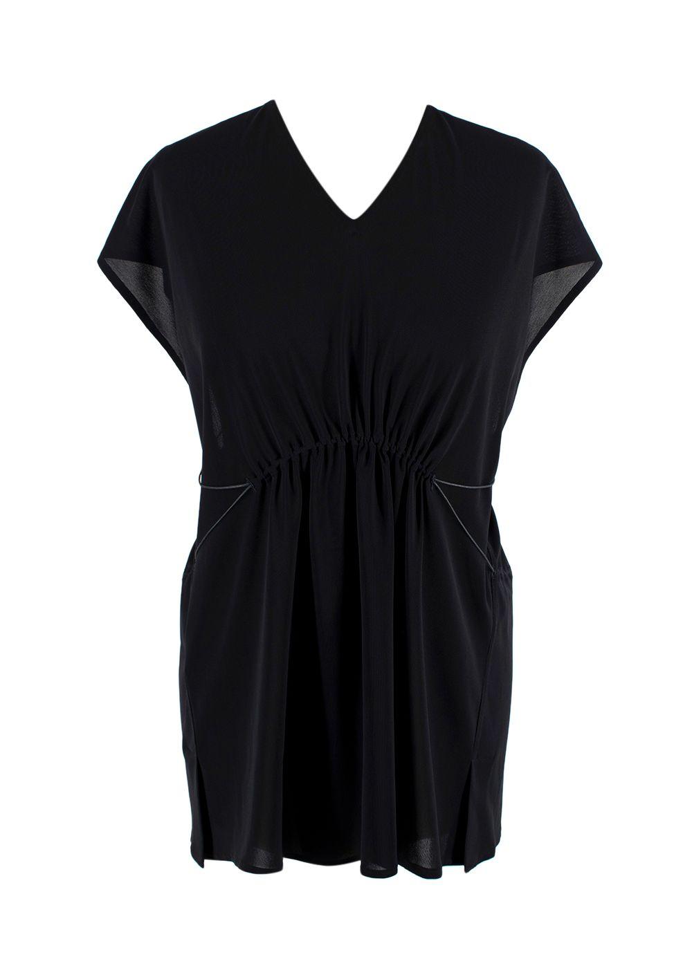 Alaia Black Crepe Ruched Blouse
