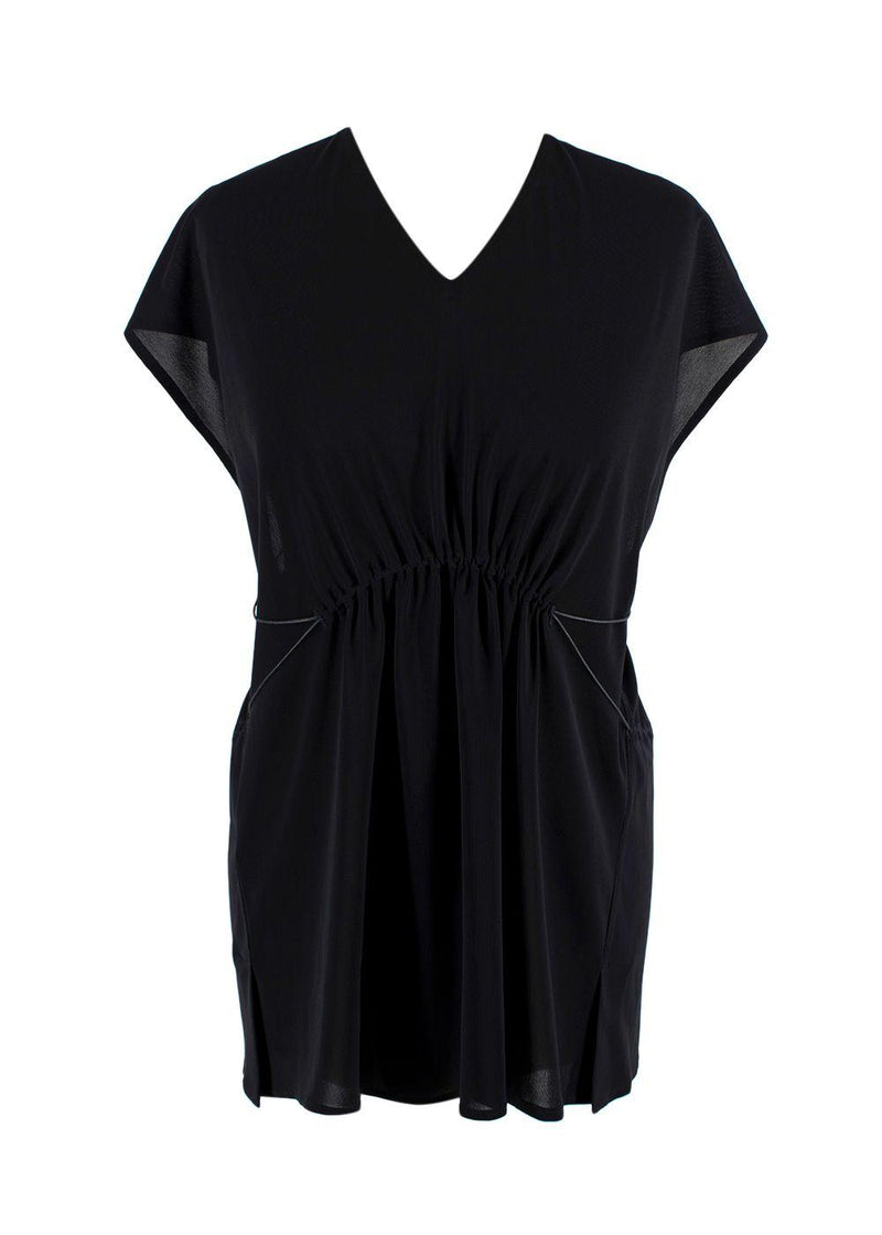 Alaia Black Crepe Ruched Blouse