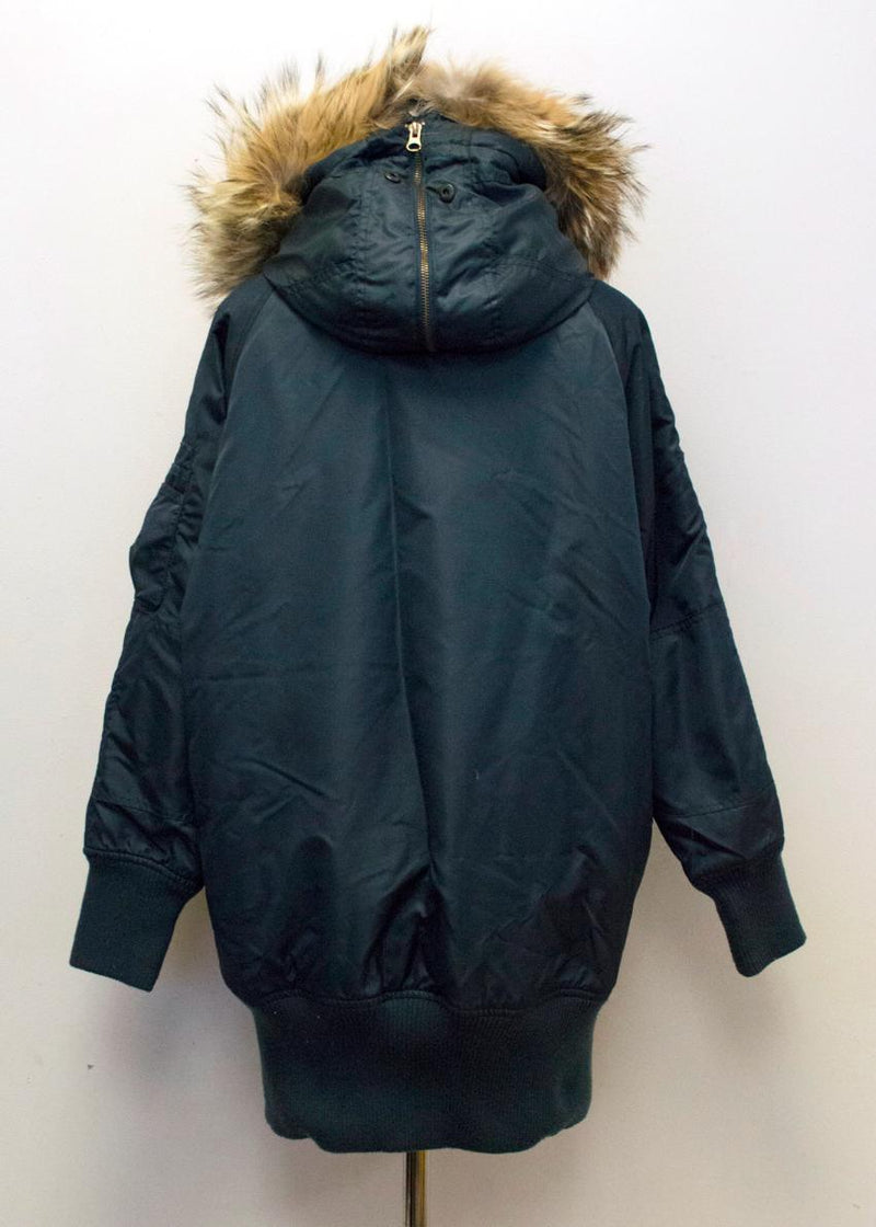 I. Spiewak & Sons Padded Navy Jacket with Coyote Fur Trim