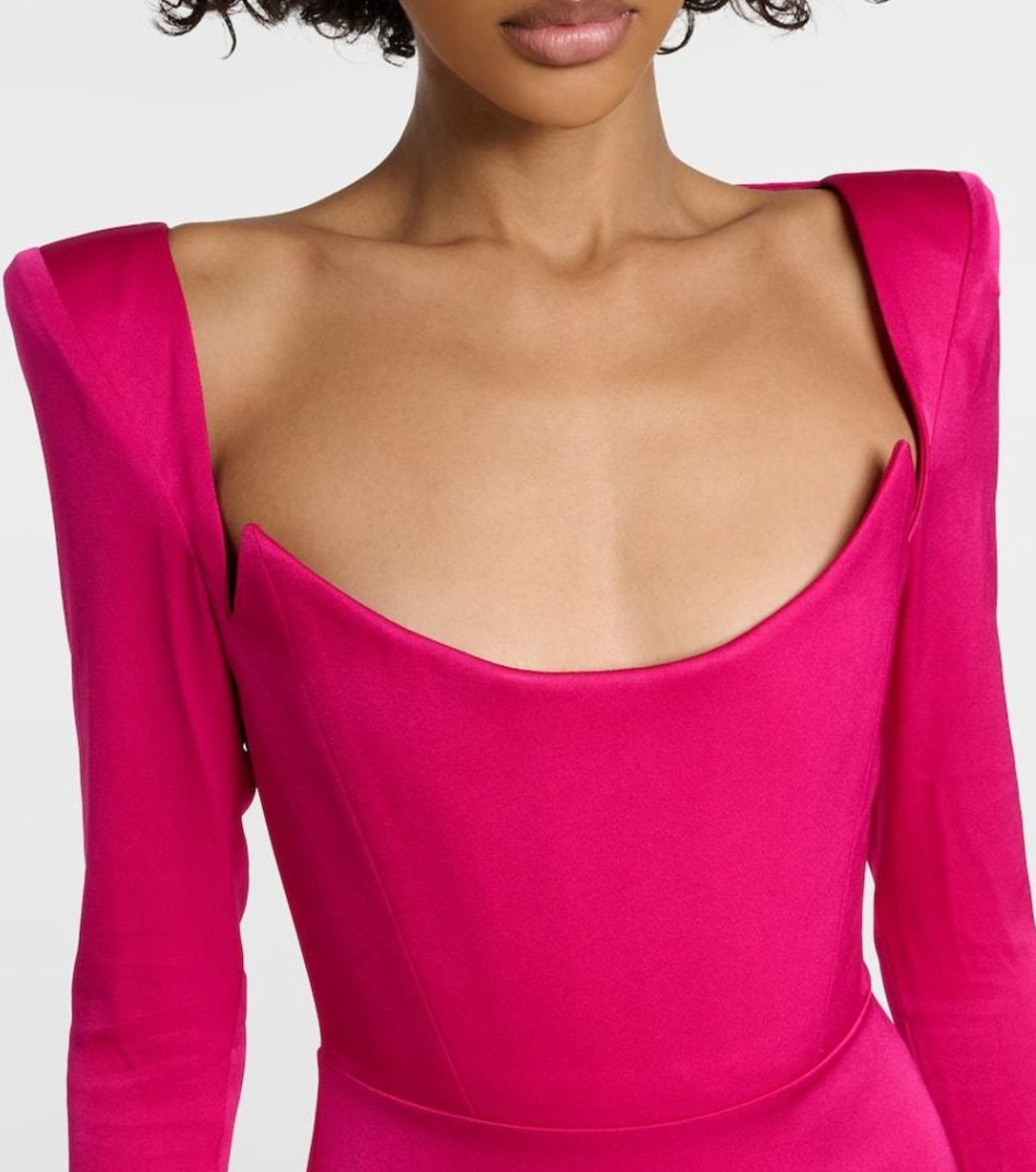 Alex Perry Crepe Satin Midi Dress