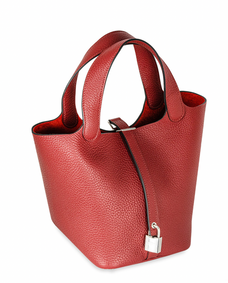 Hermès Rouge Clemence Leather Picotin Lock 18 Bag