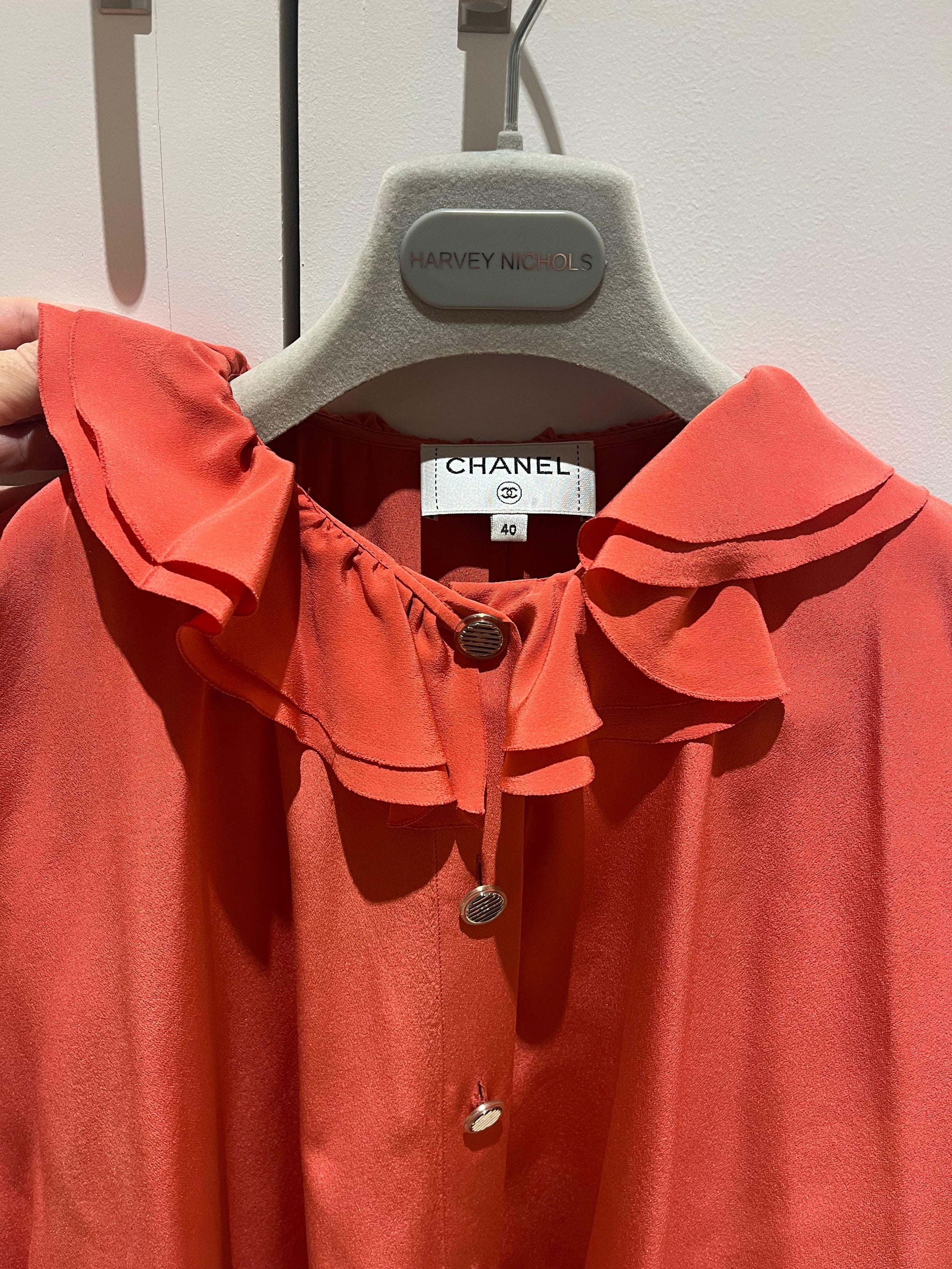 Chanel Orange Silk Blouse 2020