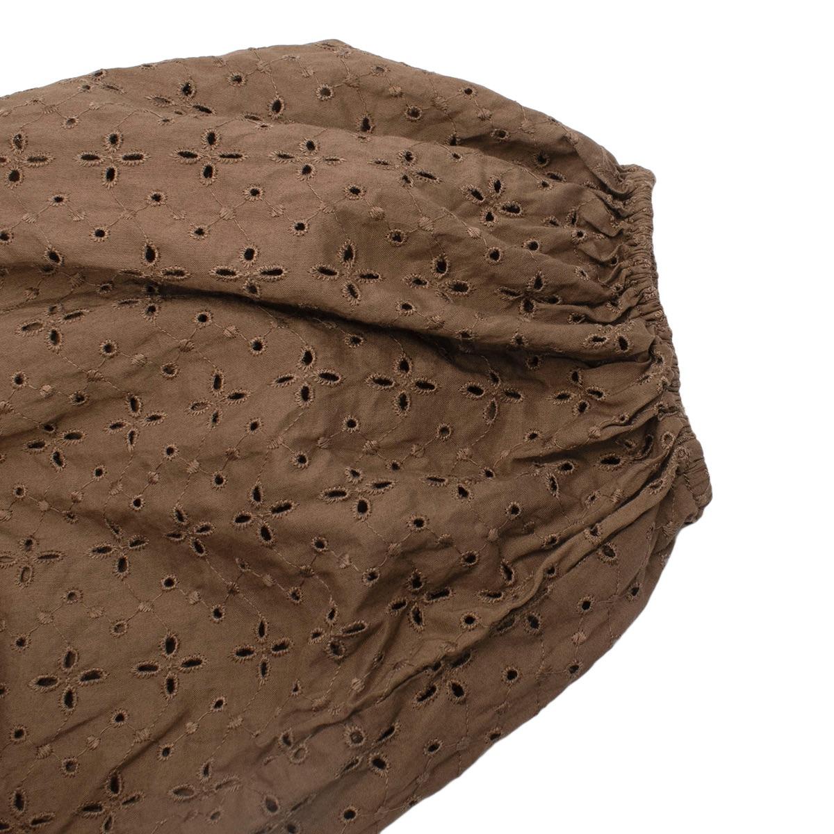 Brown Cotton Broderie Anglaise Wrap Dress