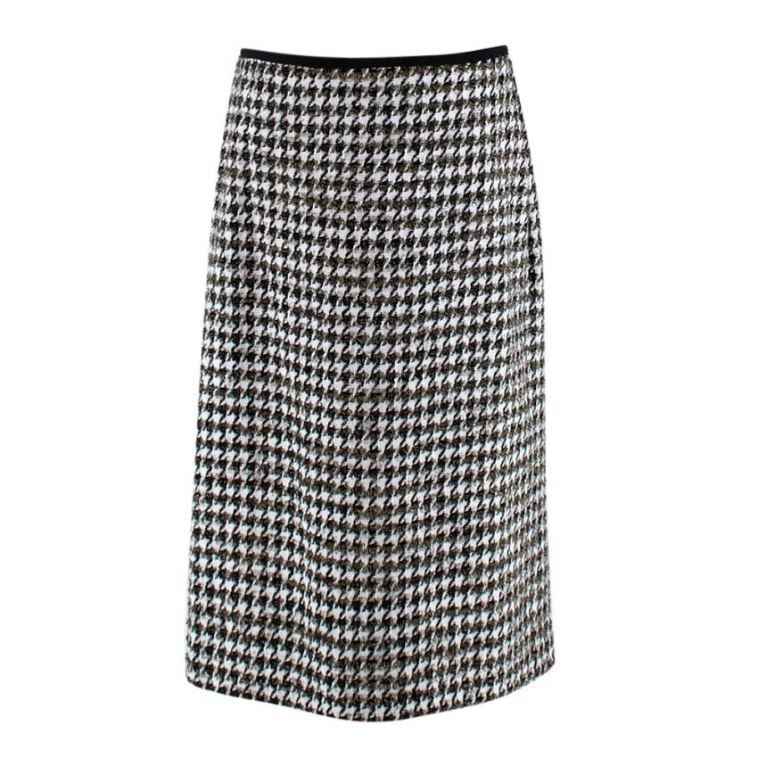 Erdem Safia metallic houndstooth cotton-blend tweed pencil skirt