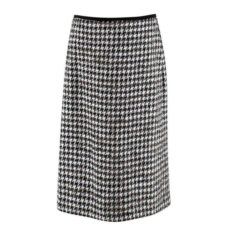 Erdem Safia metallic houndstooth cotton-blend tweed pencil skirt