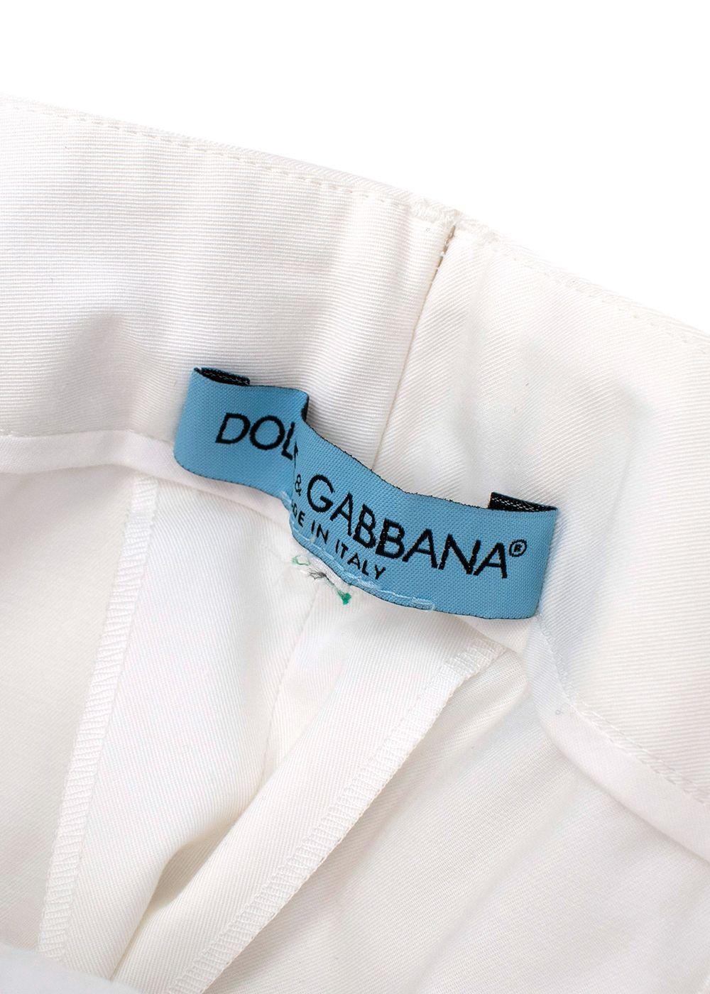 White Cotton Straight Cropped Trousers