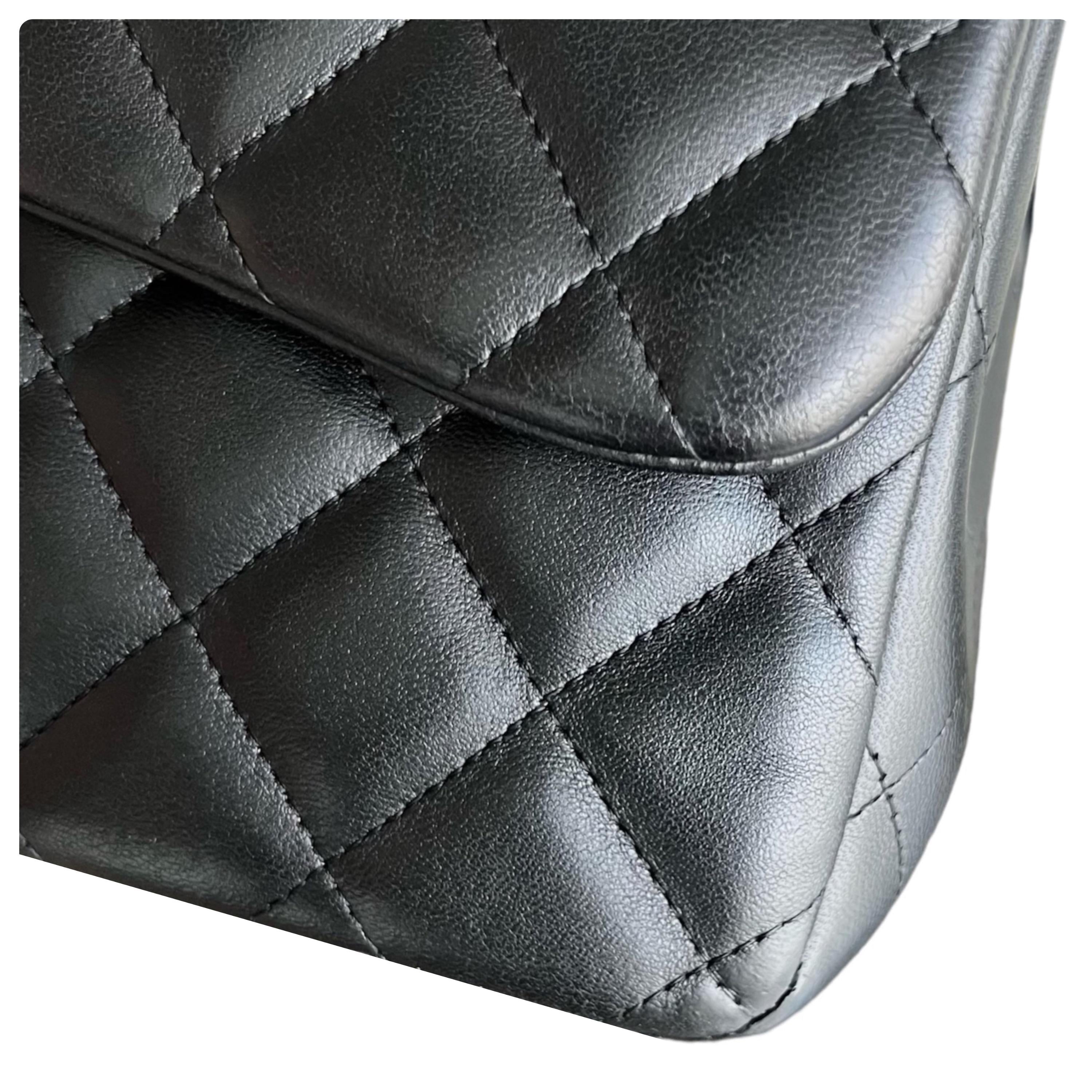 Chanel Black Lambskin Jumbo Double Flap Bag