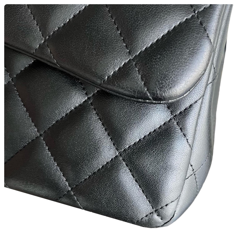 Chanel Black Lambskin Jumbo Double Flap Bag