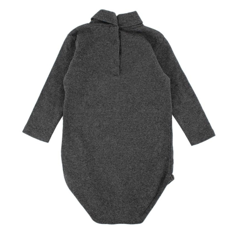 Bonpoint Grey Cotton Roll Neck Babygrow