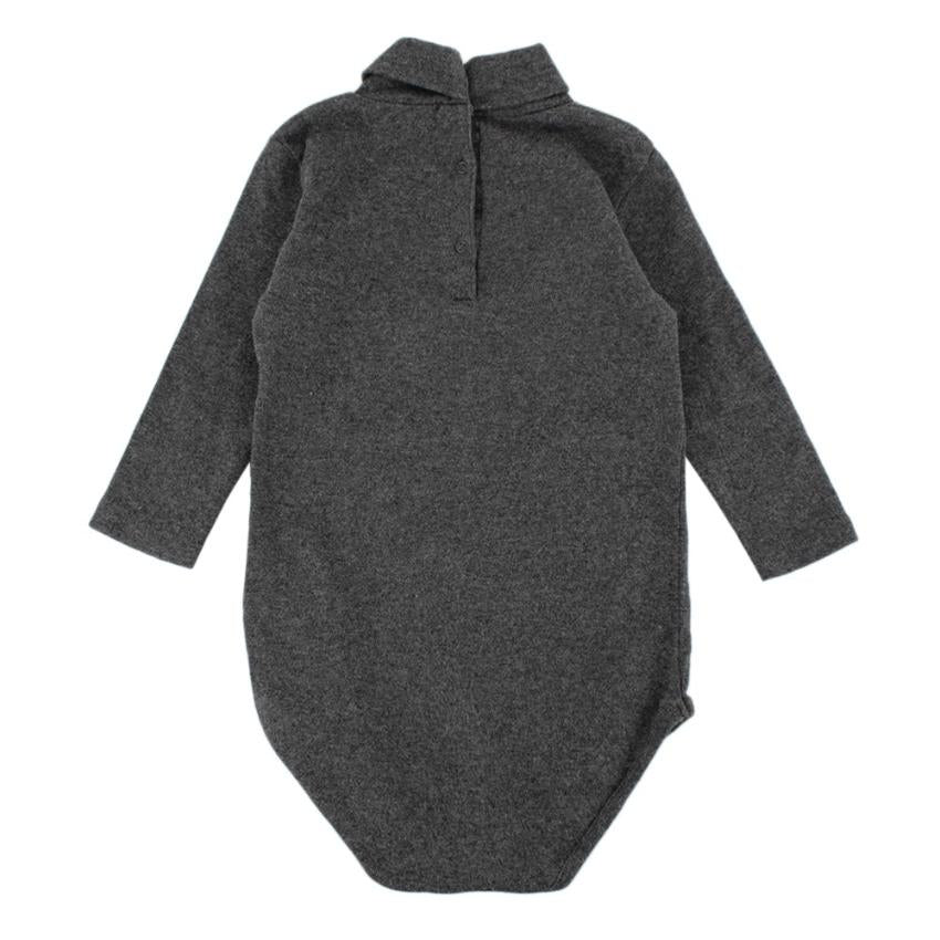 Bonpoint Grey Cotton Roll Neck Babygrow