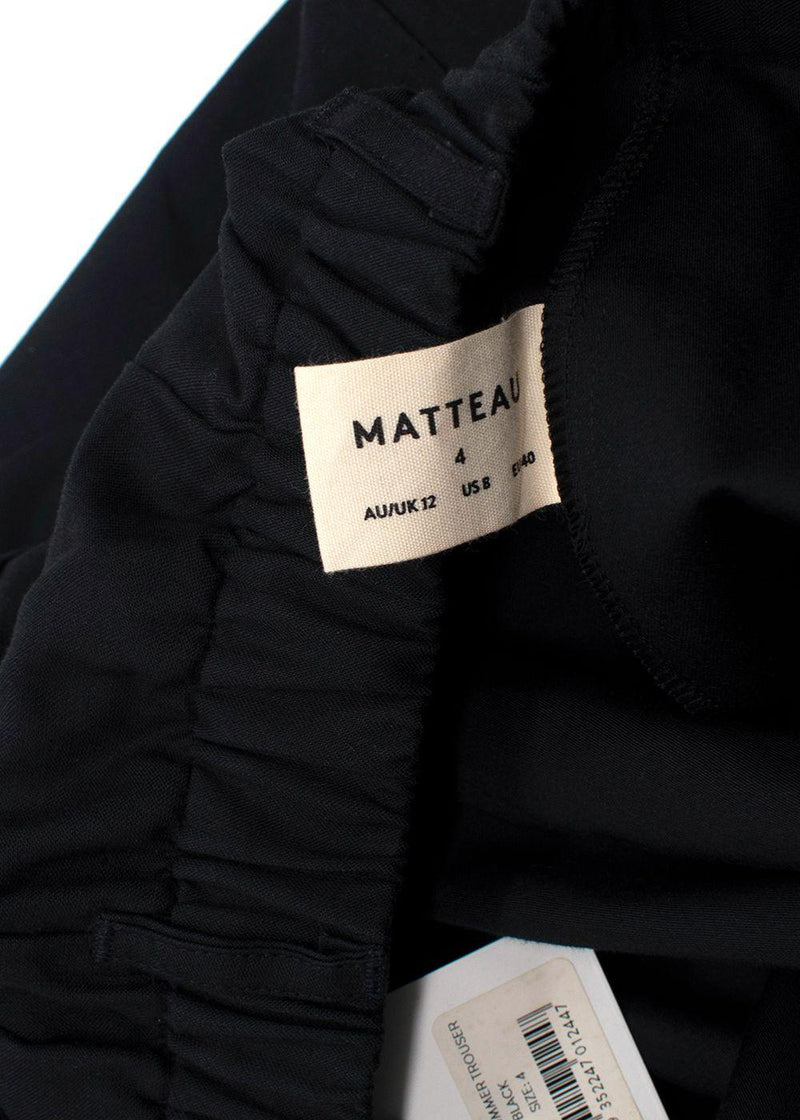 Matteau Black Cropped Wide Leg Linen Trousers
