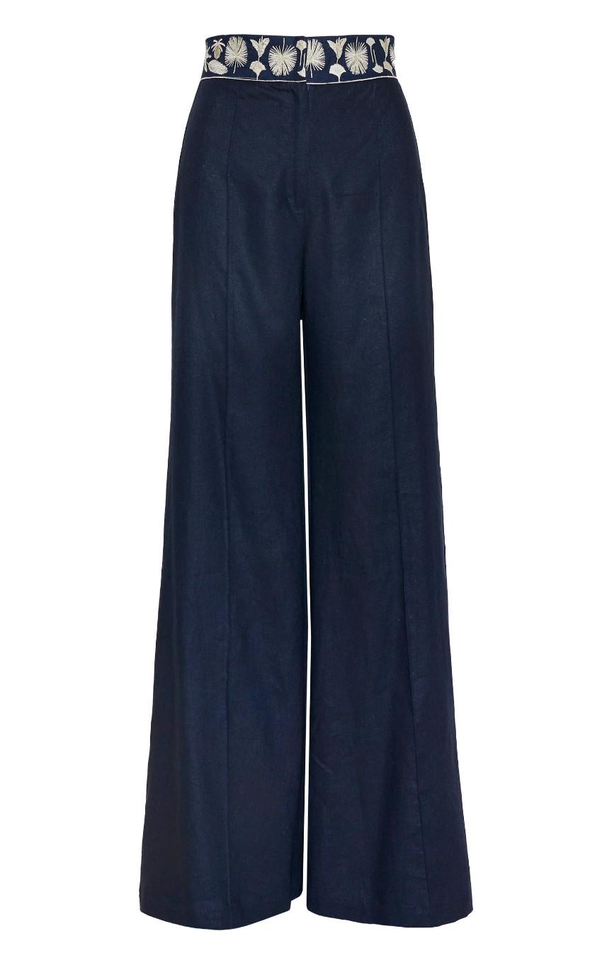Andres Otalora cacao embroidered linen pants