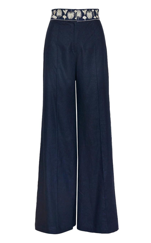 Andres Otalora cacao embroidered linen pants