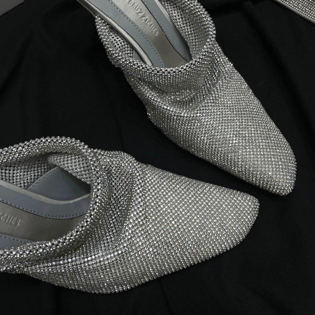Benedetta Bruzziches Silver Rhinestone Mules