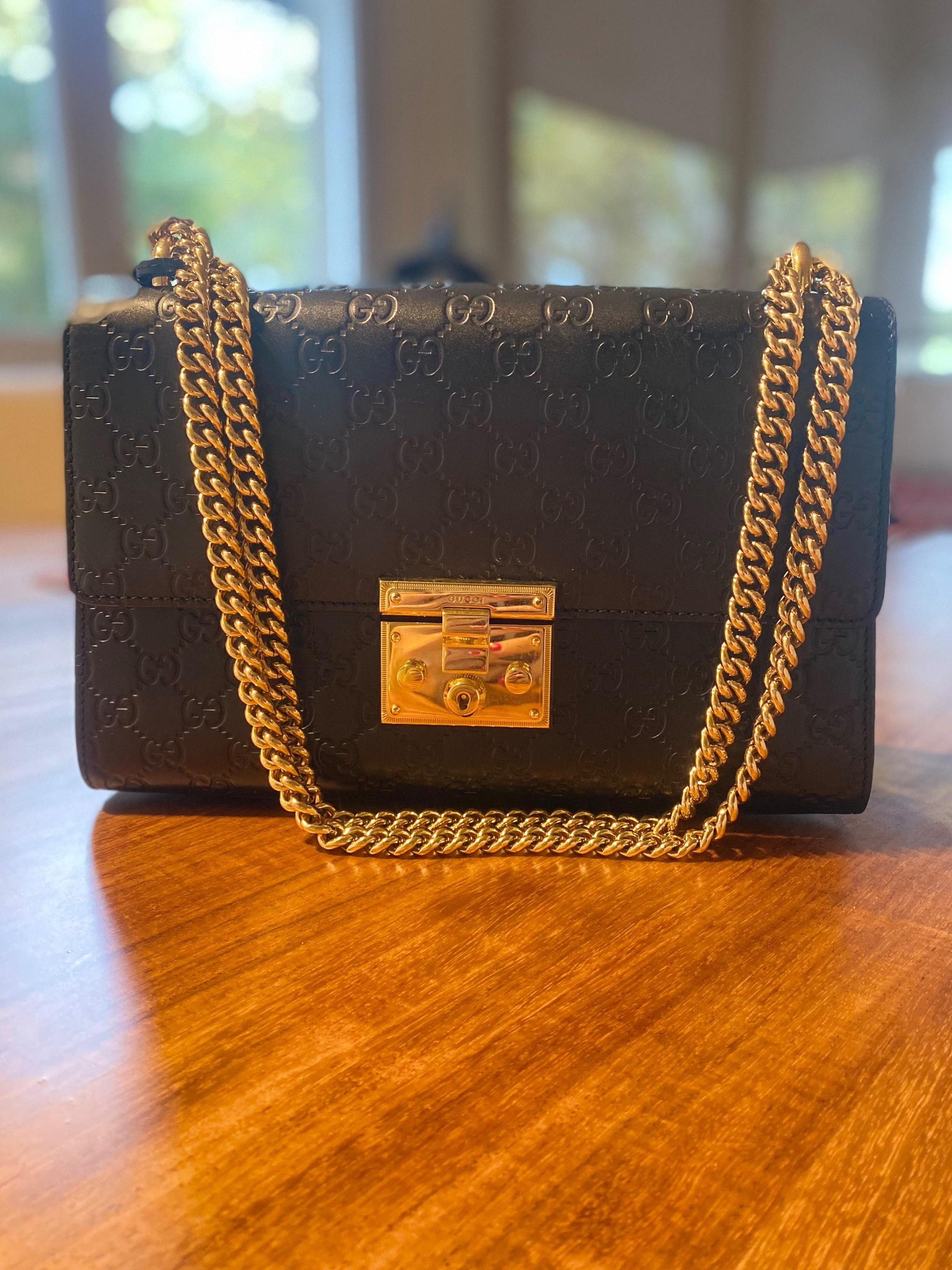 Black Guccissima Medium Padlock Shoulder Bag
