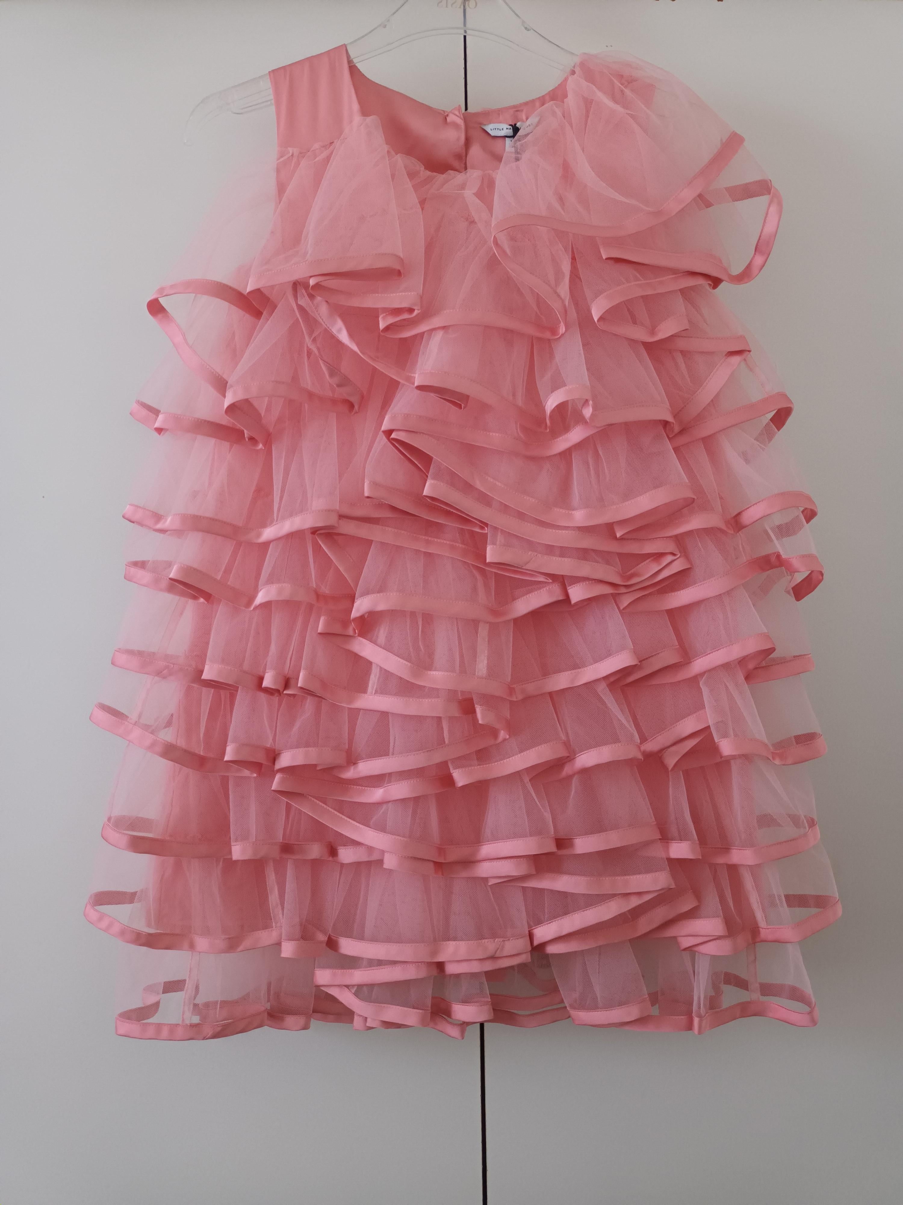 pink tulle ruffled party dress