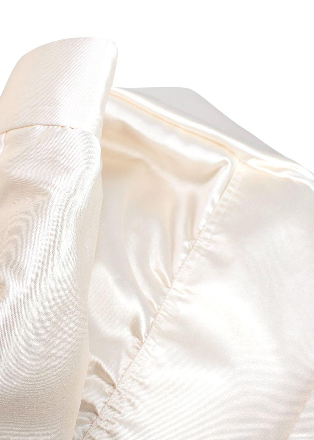 Stewart Parvin Cream Satin Crystal Detail Button Shirt