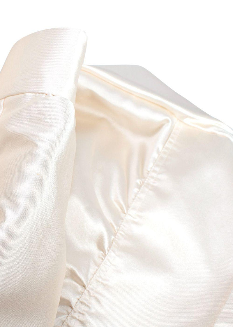 Stewart Parvin Cream Satin Crystal Detail Button Shirt