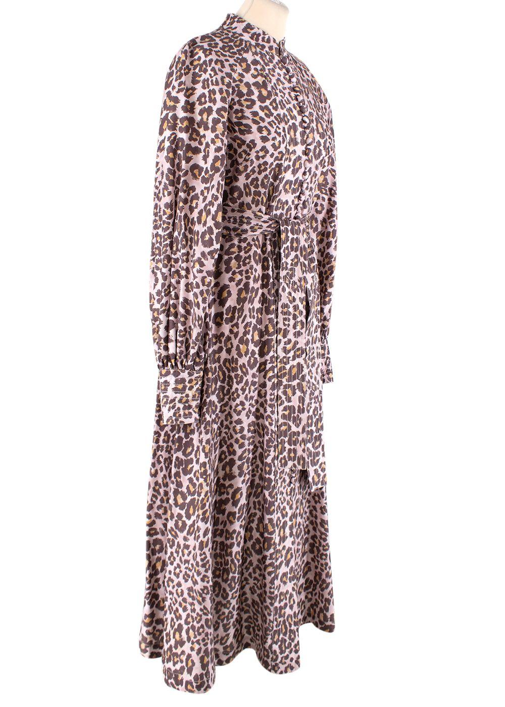 Zimmermann Leopard Print Silk Belted Midi Dress