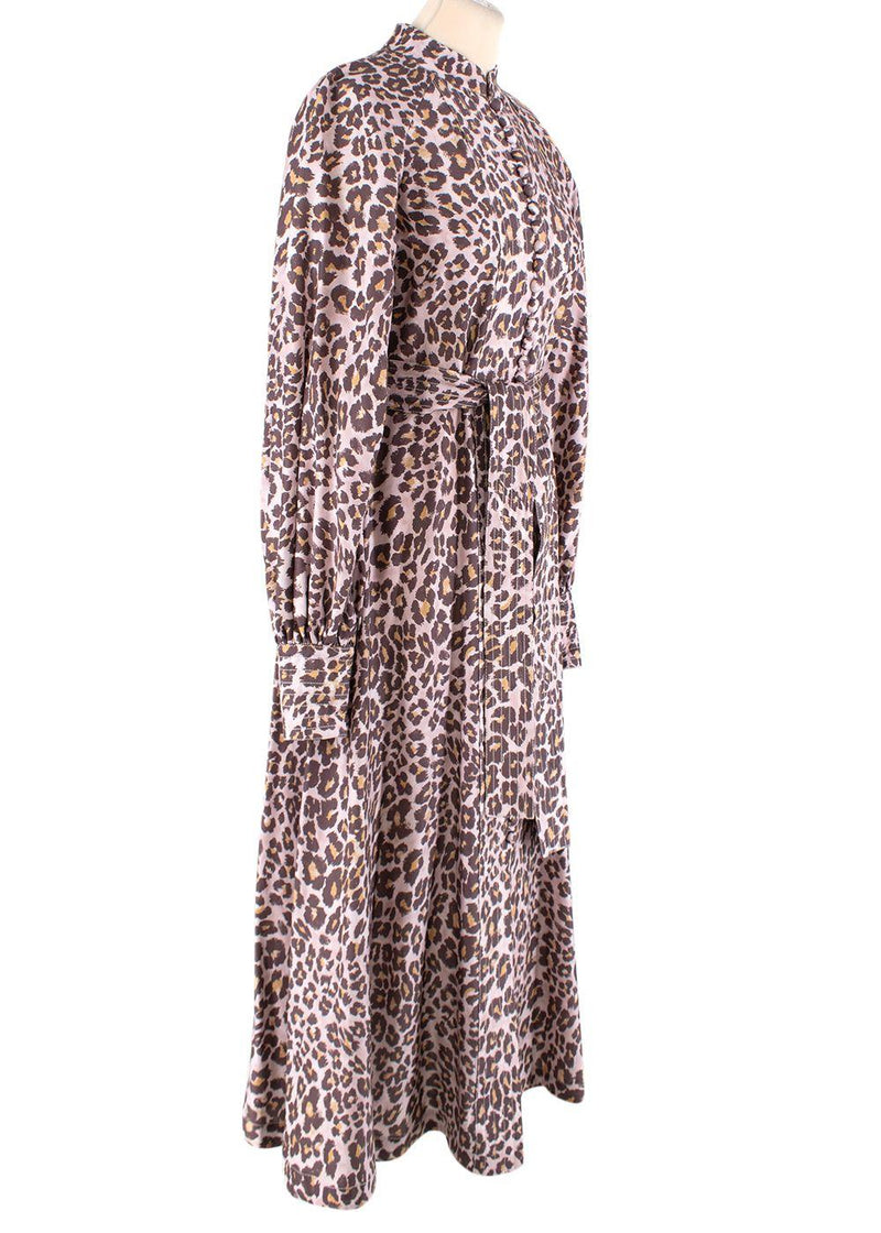 Zimmermann Leopard Print Silk Belted Midi Dress