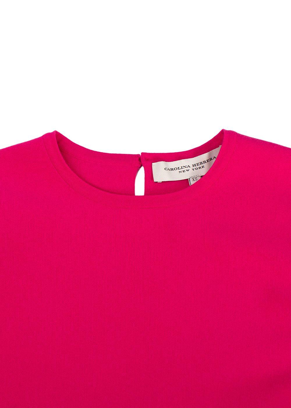 Carolina Herrera Hot Pink Wool Blend Flared Sleeve Top