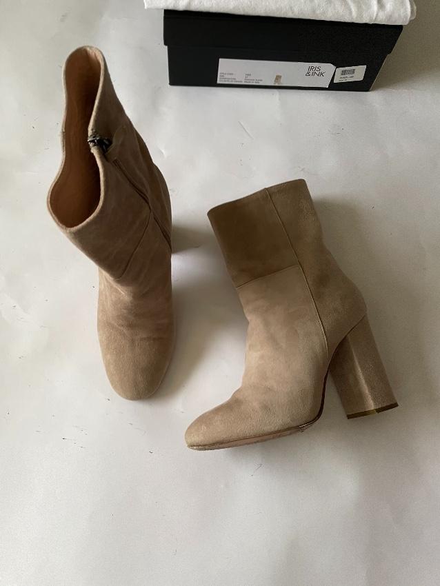 Iris and Ink light beige suede ankle boots