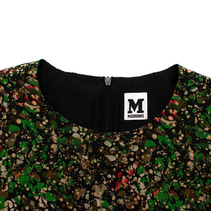 M Missoni Green Printed Sleeveless Shift Dress
