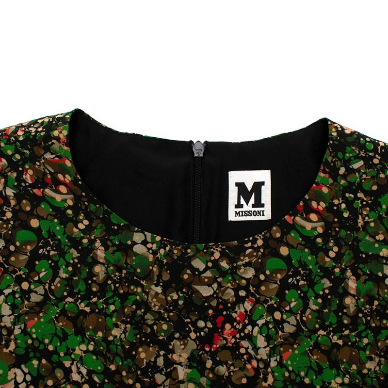 M Missoni Green Printed Sleeveless Shift Dress