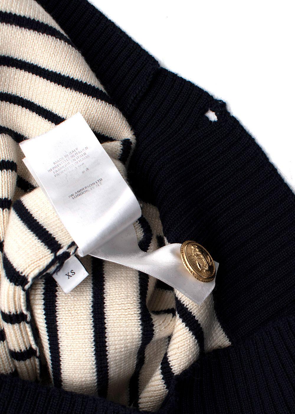 JW Anderson Navy Striped Merino Wool Turtleneck Jumper