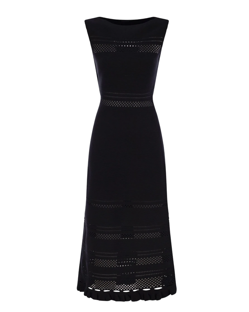 Fabiana Filippi Navy Cotton Sleeveless Midi Dress