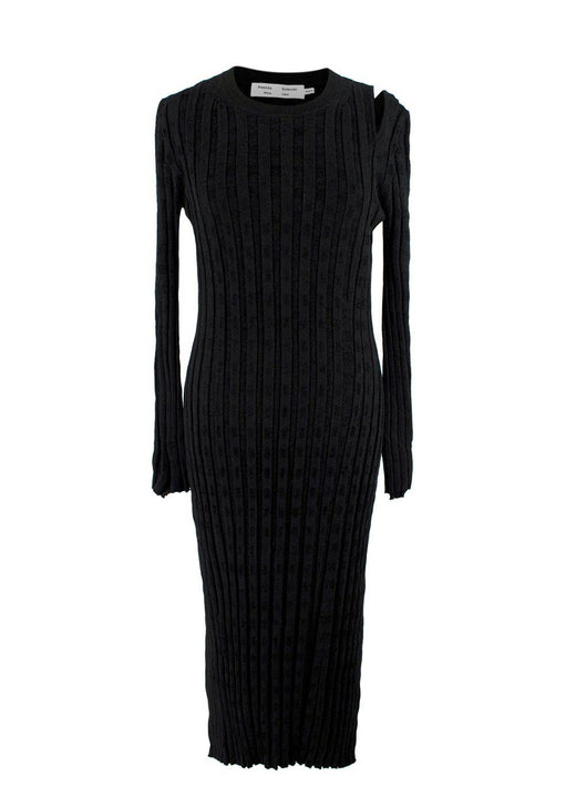 Proenza Schouler Black Ribbed Cut Out Bodycon Dress