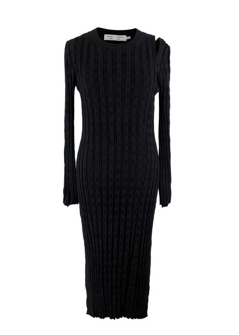 Proenza Schouler Black Ribbed Cut Out Bodycon Dress
