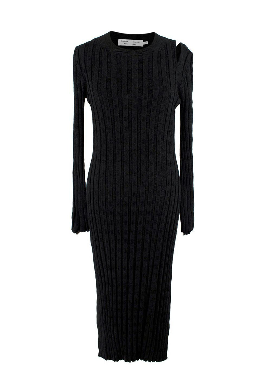 Proenza Schouler Black Ribbed Cut Out Bodycon Dress
