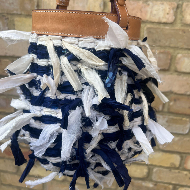 The Backward Vendor Porcelain Pot Leather Silk Bucket Bag
