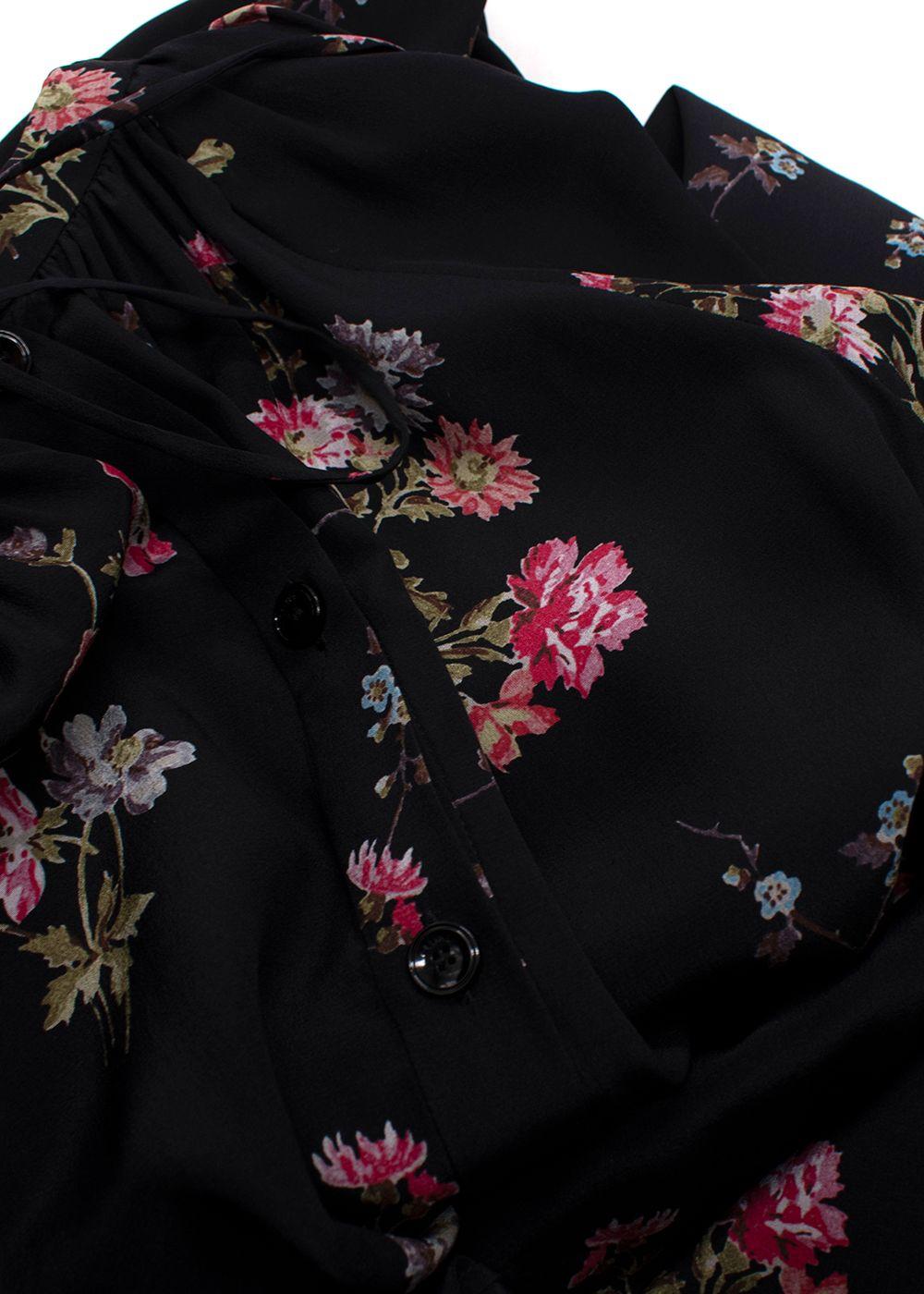 Celine Black Floral Print Silk MaixDress
