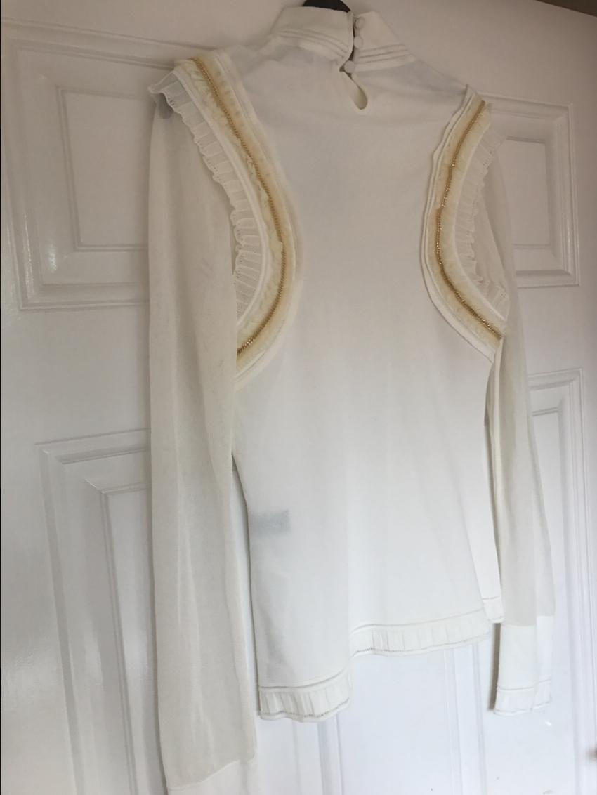 Roberto Cavalli Ruffle Gold Chain Jumper