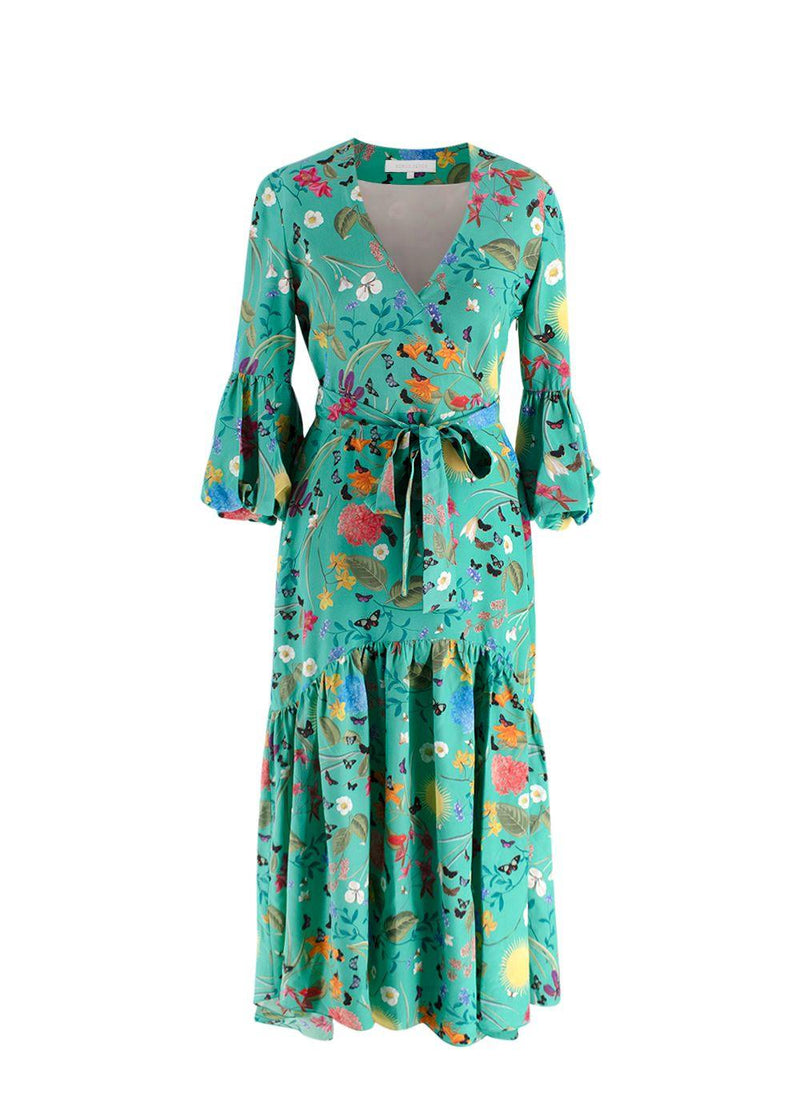 Borgo de Nor 100% Silk Floral-Print Midi Dress