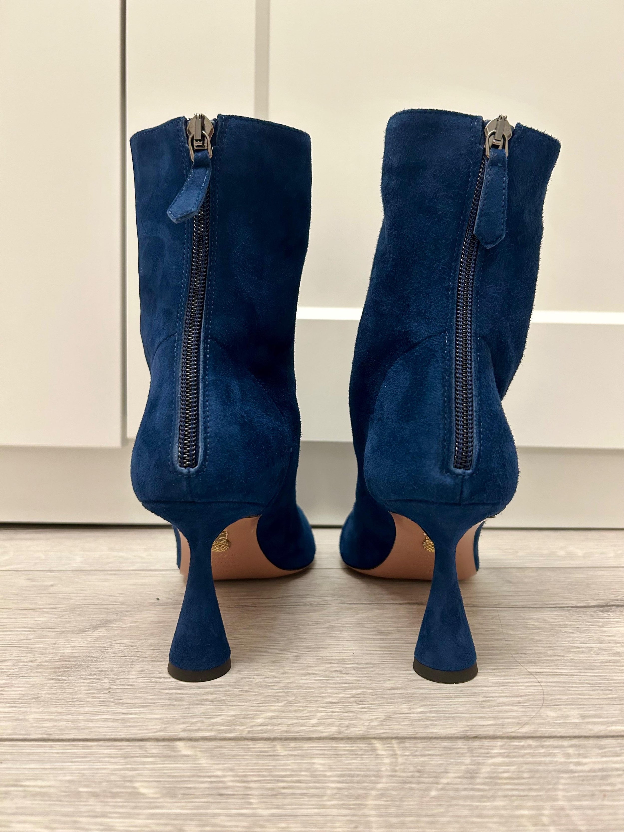 Aquazzura Blue Suede Amore Bootie 75