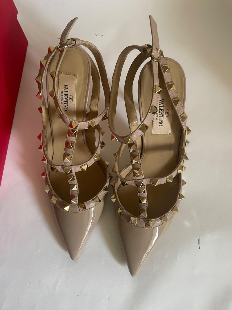Patent Leather Rockstud Caged 100 Pumps