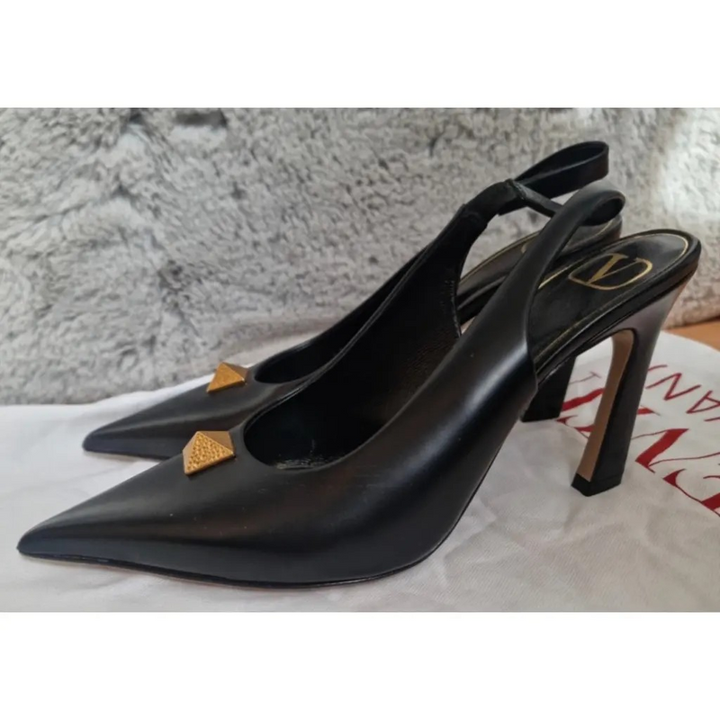 Valentino Garavani Black Canvas and Leather Heeled Shoes