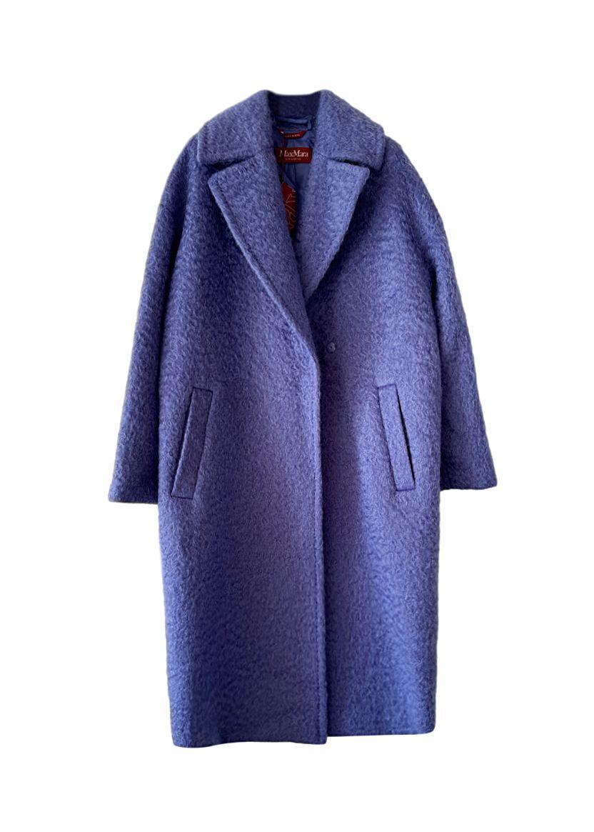 S Max Mara Blue Longline Wool Coat