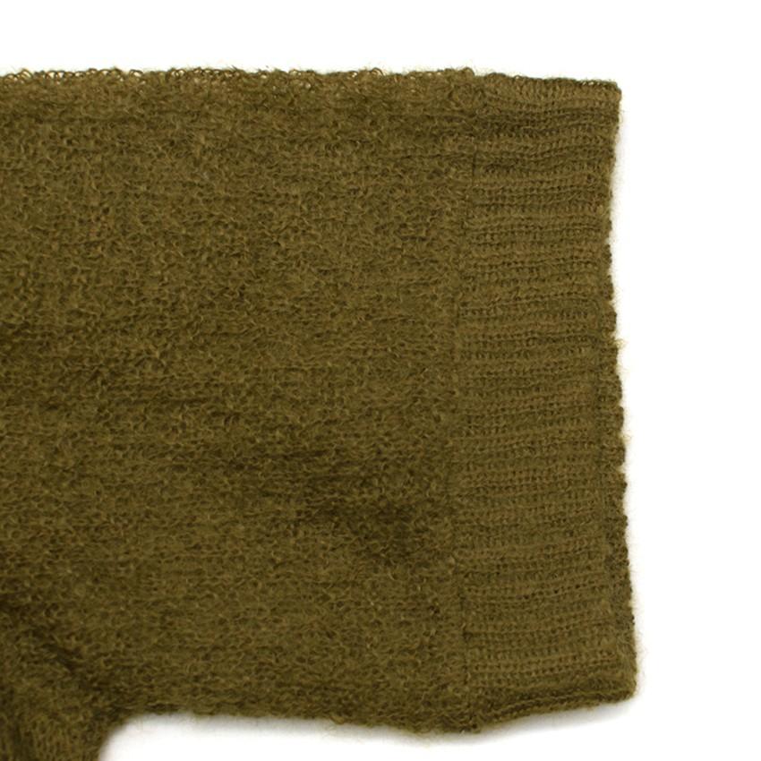 Prada Khaki Semi Sheer Mohair Blend Knit Top